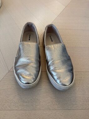 Birdies Silver Slip-On Sneakers: The Swift Slipon